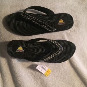 Aloha Island Jeweled Black Sandals Size: 10 NWT